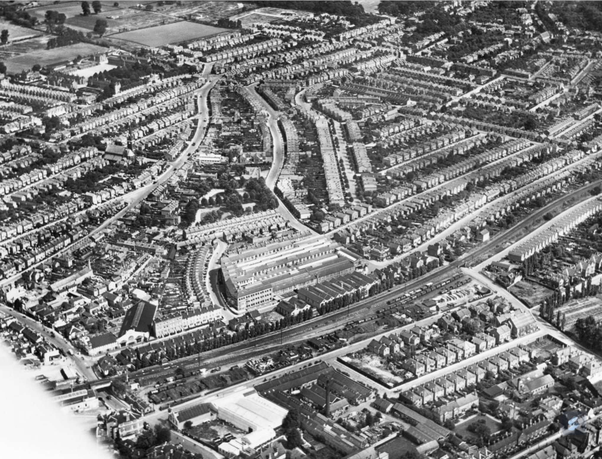 Aerial Photo of Elm Road in 1924